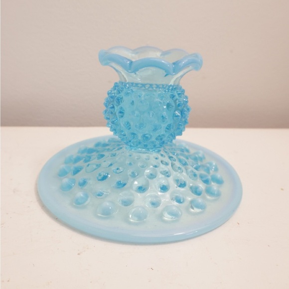 Fenton Blue Hobnail Candle Holder Accent - Picture 2 of 5